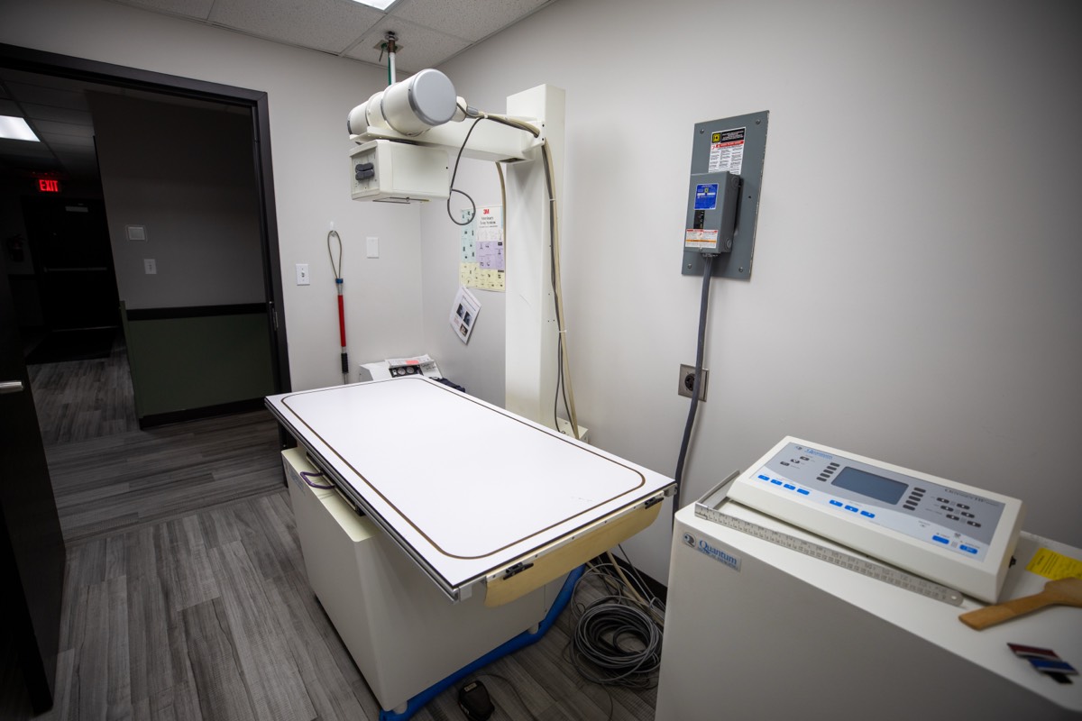 The X-ray room at Plymouth Veterinary Clinic