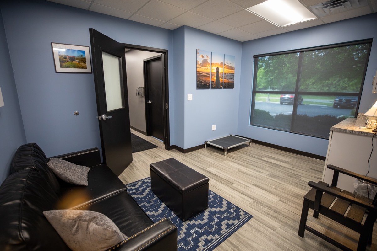 The comfort room at Plymouth Veterinary Clinic
